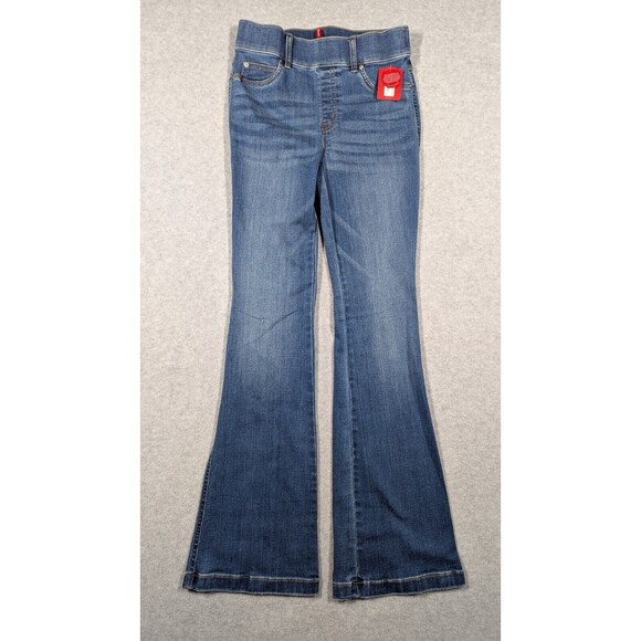 Spanx Women Jeans Small Petite NWT‎ Flare Pull On Vintage Indigo Seam Front Y2k - Picture 1 of 14